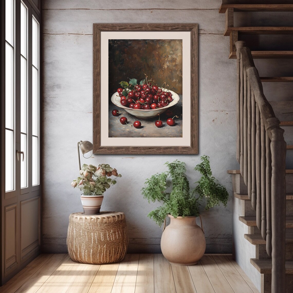 Cherry Print, Moody Fruit Still Life Painting - Image 5