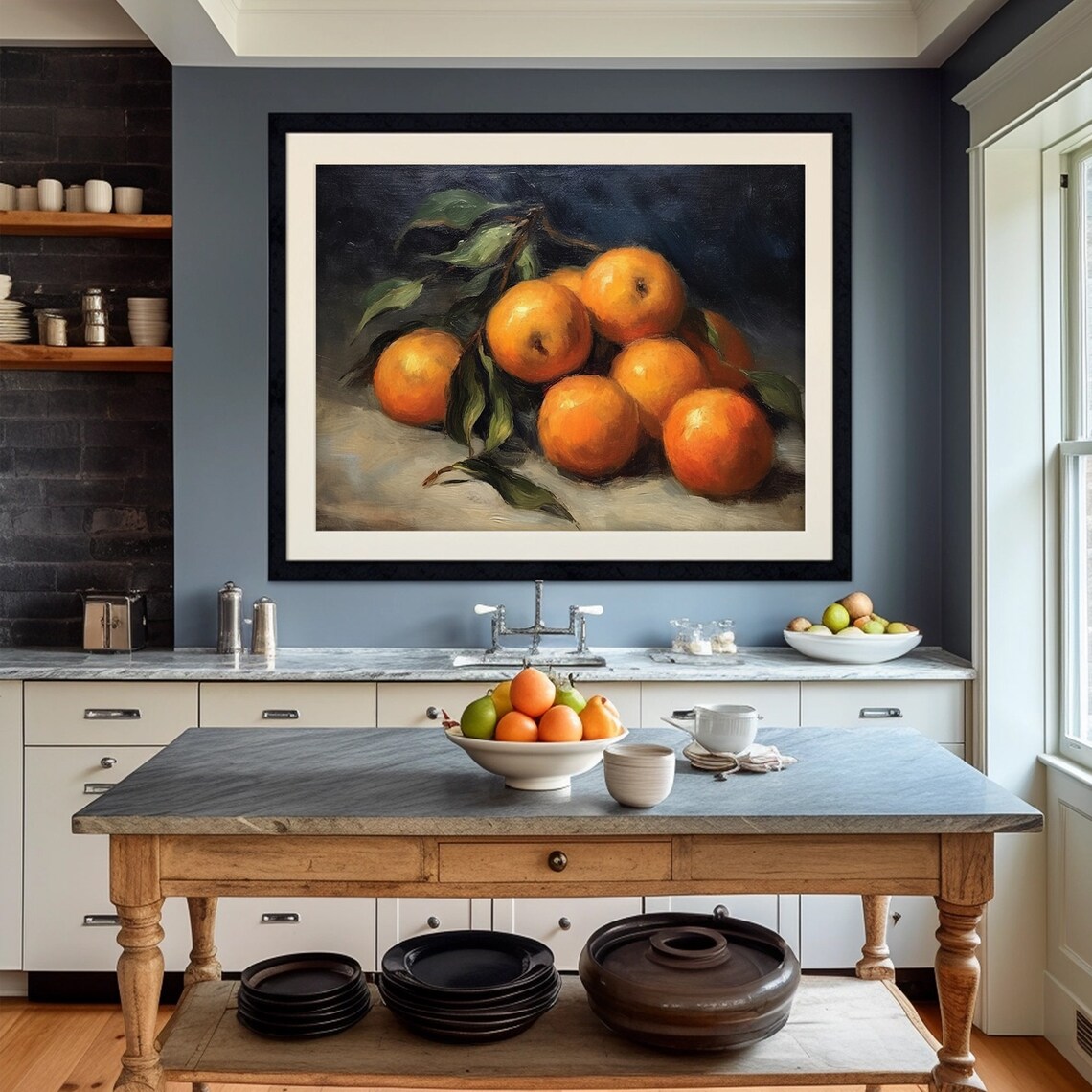 Moody Orange Clementines Vintage Kitchen Still Life Art Print - Image 4