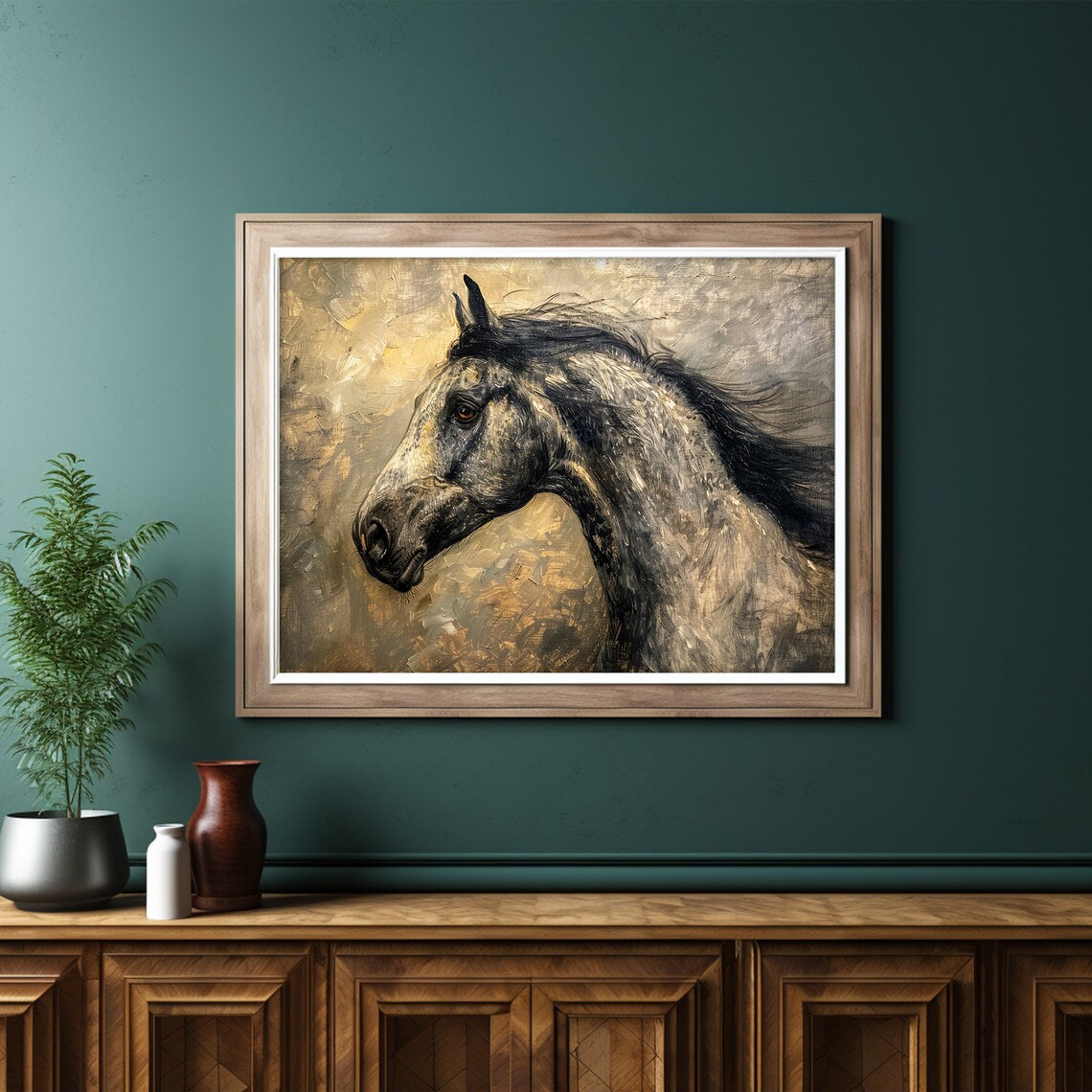 Horse Head Portrait Expressive Equestrian Oil Painting Art Poster - Image 6