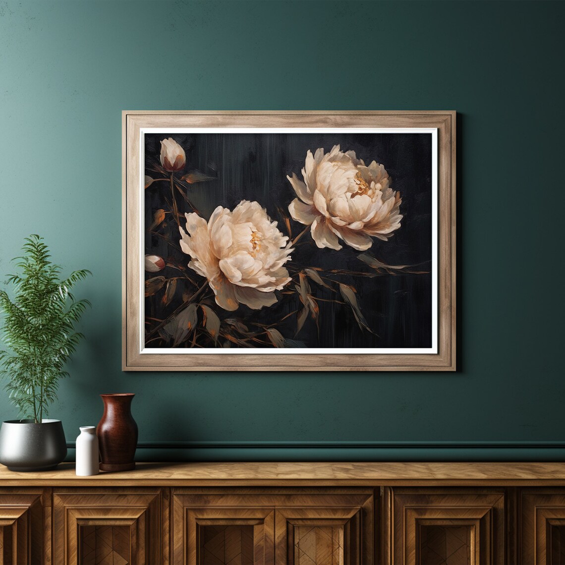 Moody Peony Painting, Dark Cottagecore Art Print - Image 6
