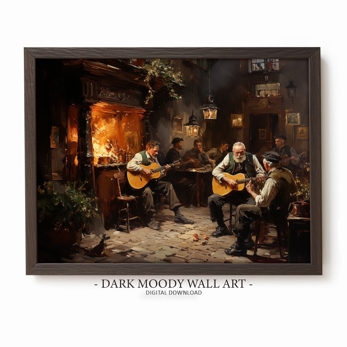 Moody Irish Pub With People Oil Painting Print
