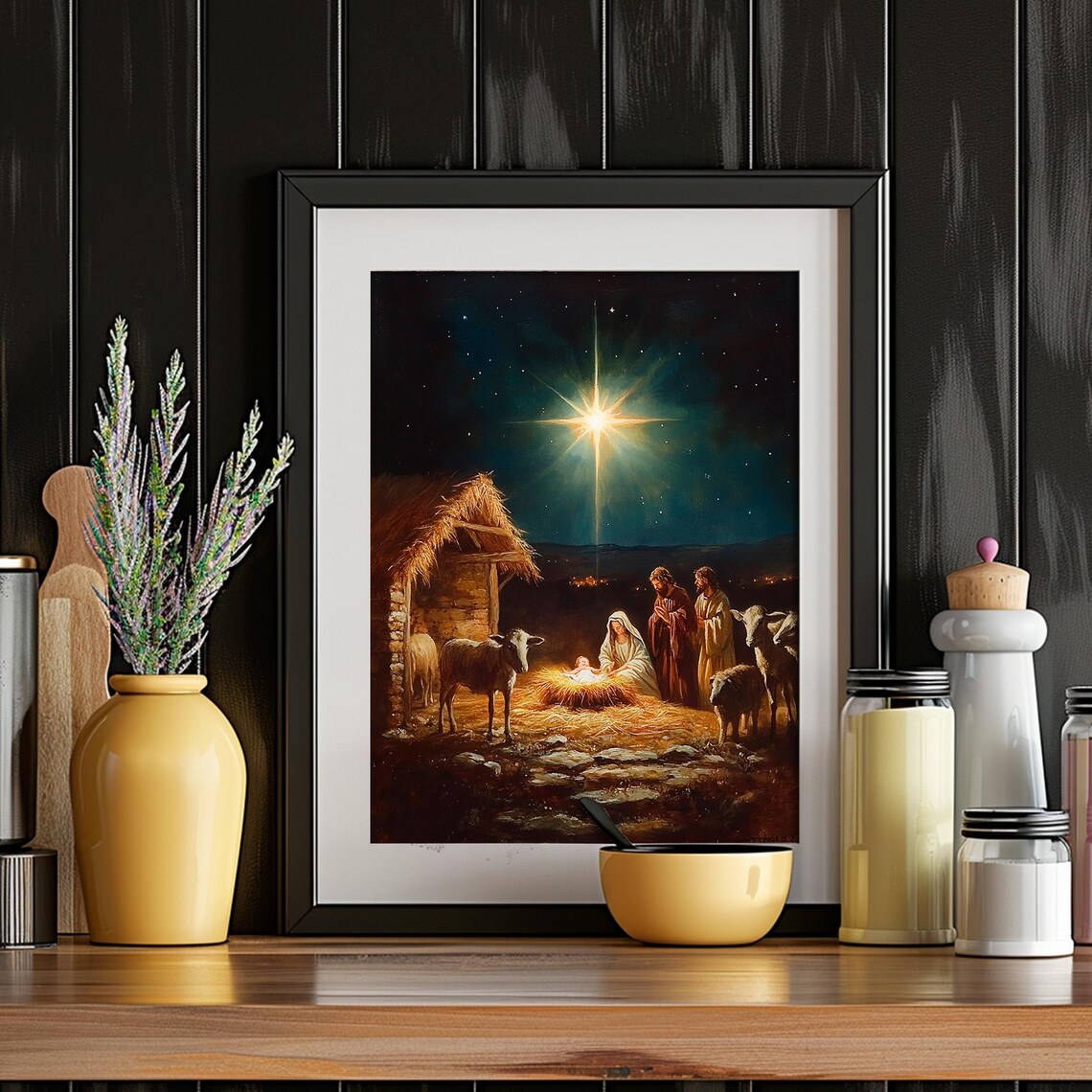 Nativity Scene Vintage Christian Art Print - Image 2