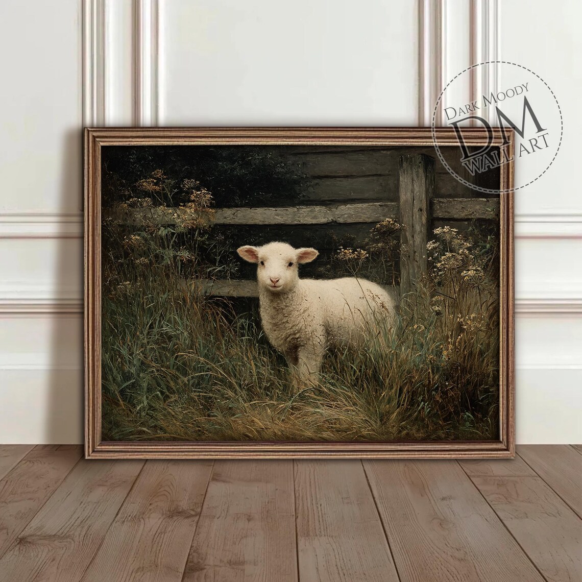 Lamb Wall Art Rustic Farm Animal Print Religious Easter Decor