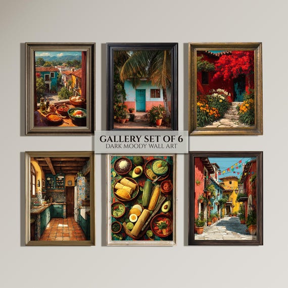 Mexican Kitchen Art Set Of 6 Rustic Latin Fiesta Gallery Wall