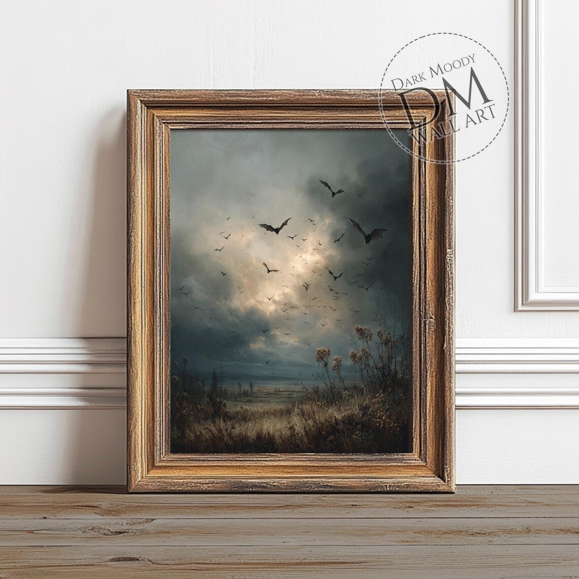 Flying Bats Wall Art Gothic Halloween Landscape