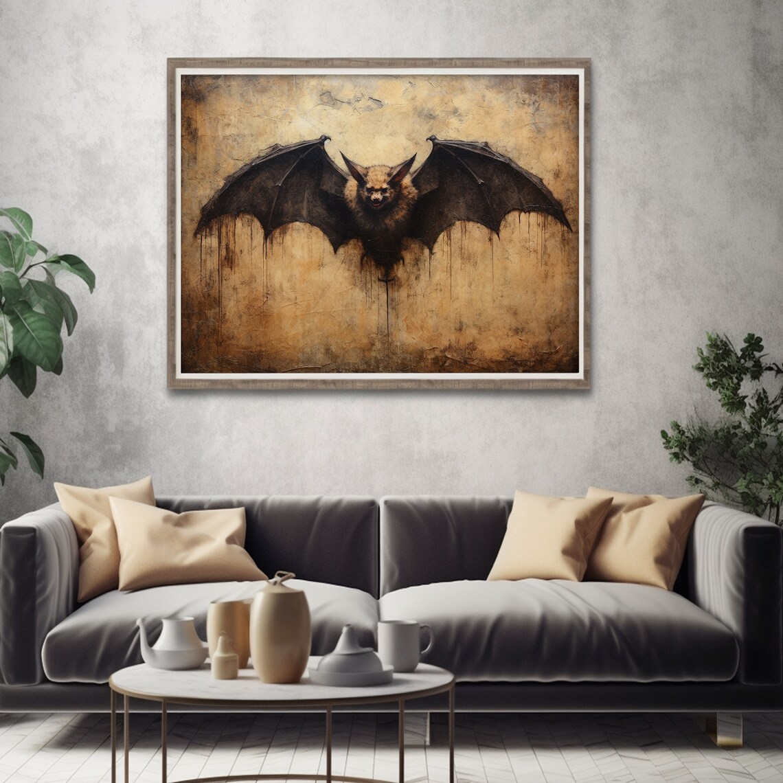 Vintage Bat Painting, Gothic Halloween Art Print - Image 4