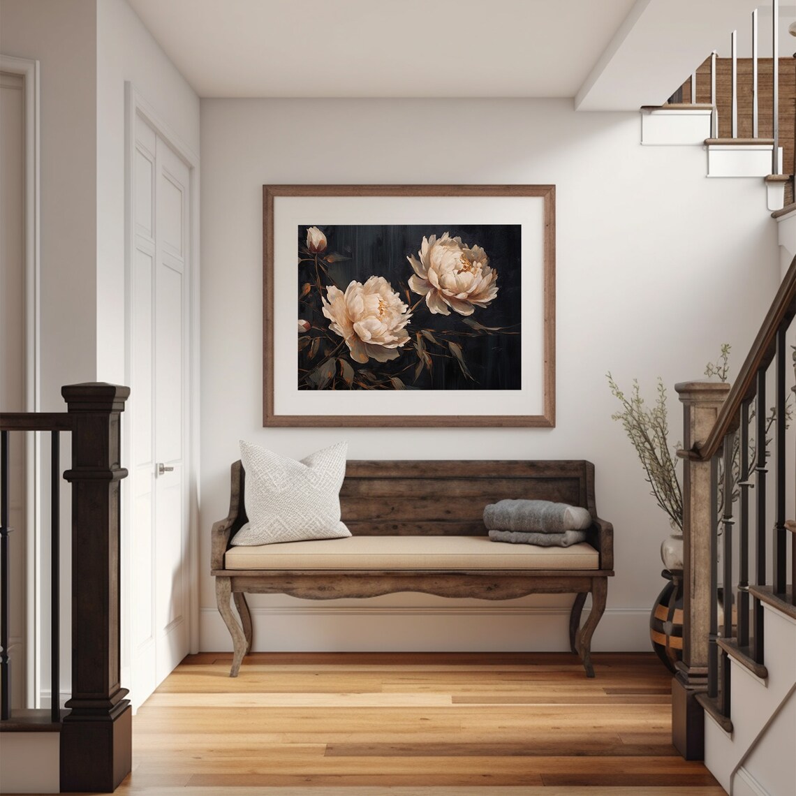 Moody Peony Painting, Dark Cottagecore Art Print - Image 5