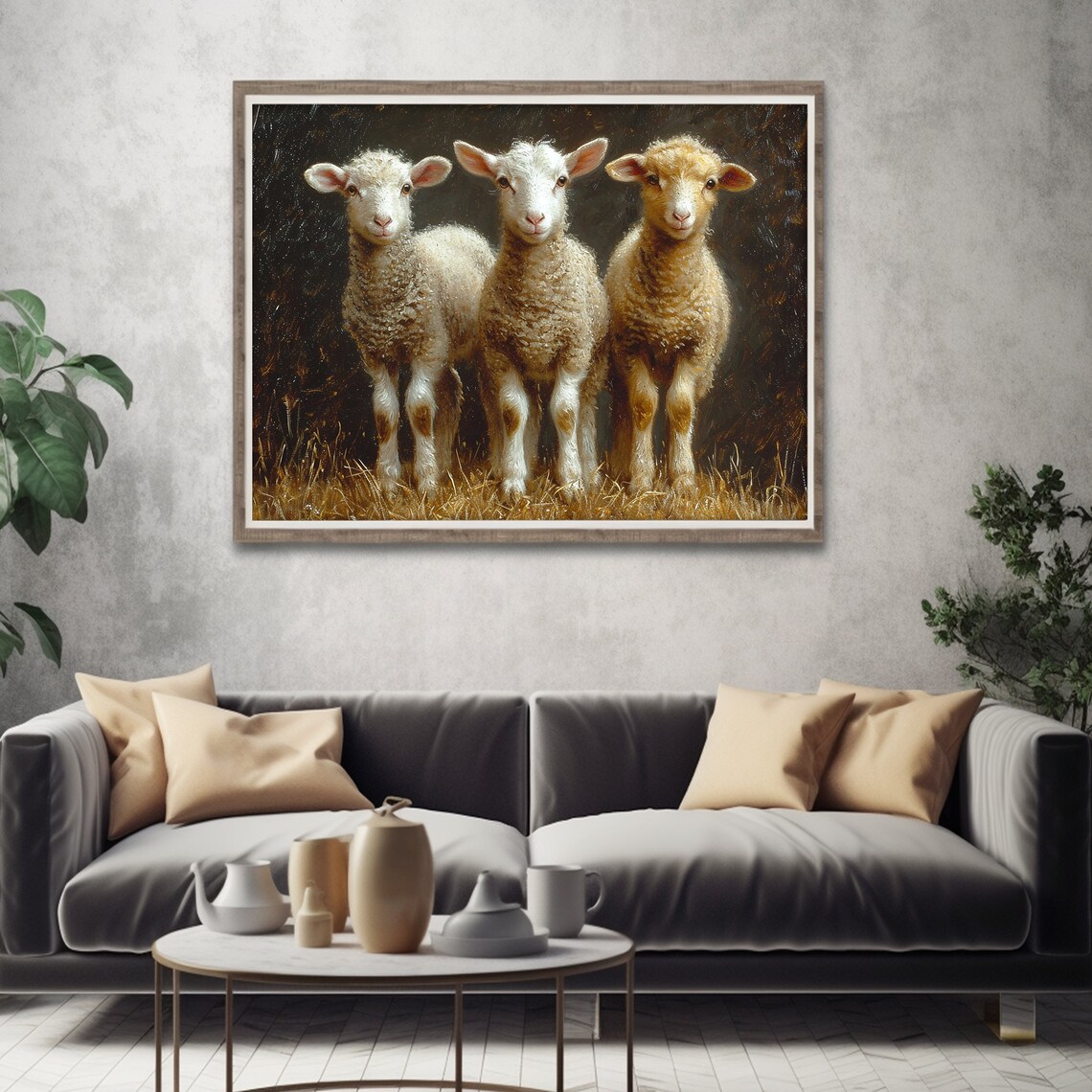 Sheep Painting, Moody Farmhouse Rustic Art Print - Image 3