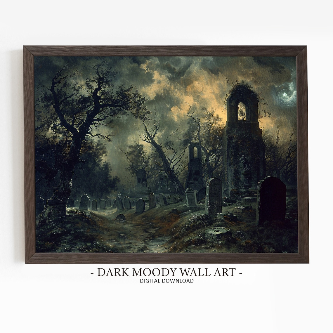 Gothic Graveyard Cemetery Dark Moody Art Print