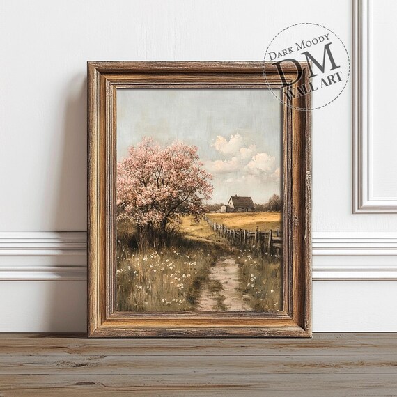 Spring Farmhouse Wall Art, Rustic Country Cottage