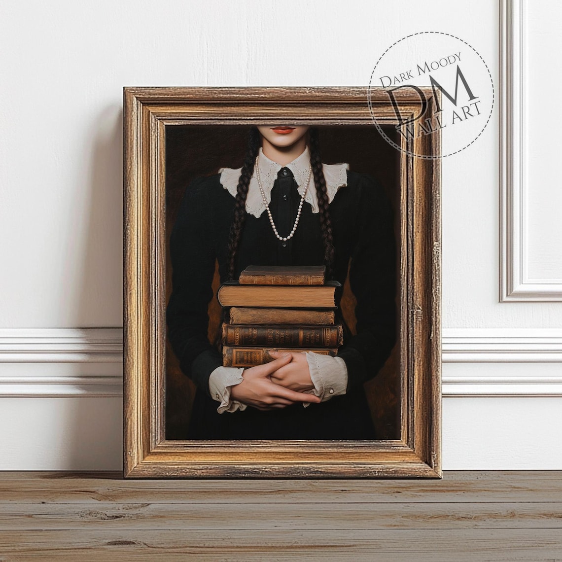 Dark Academia Gothic Girl With Books Art Print