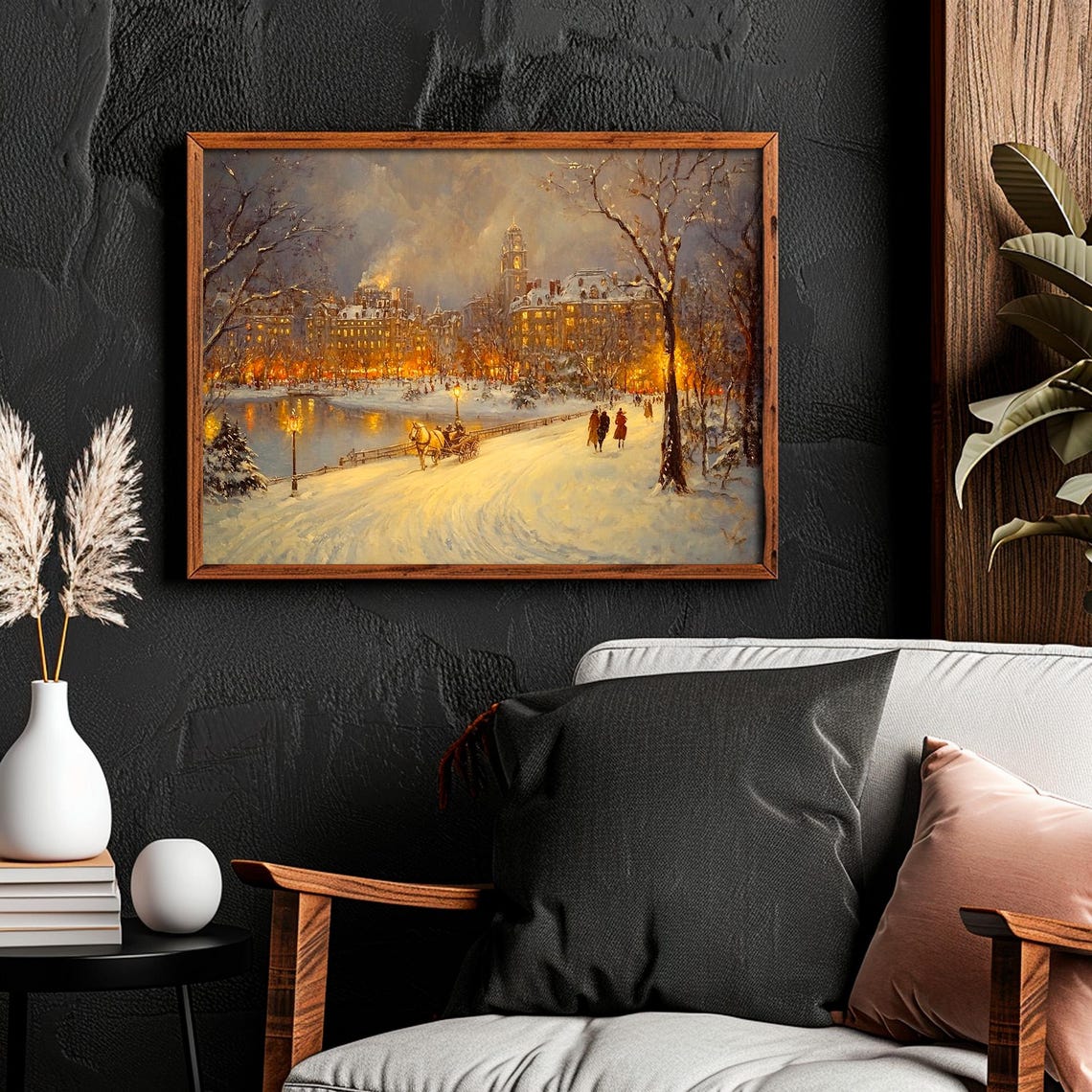 Victorian Horse Sleigh Snowy River Path Winter Glow Ride Poster - Image 5