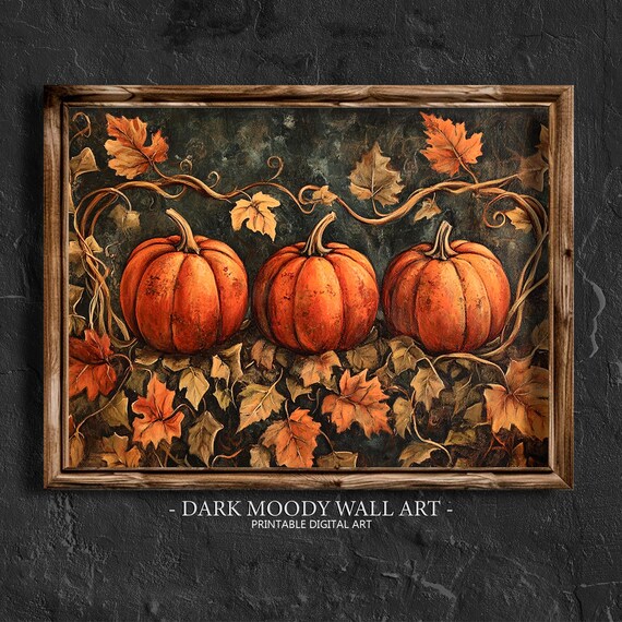 Vintage Pumpkin Painting, Rustic Halloween Decor