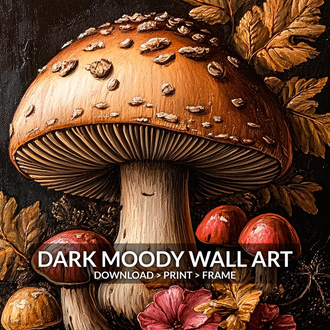 Wild Mushroom Still Life Dark Autumn Botanical Art Decor Poster - Image 6