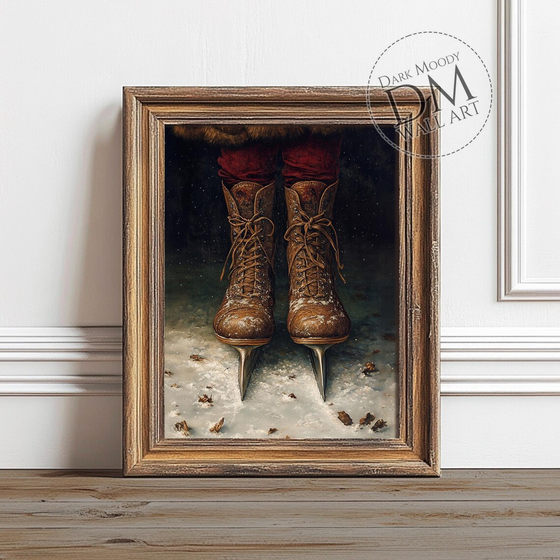 Vintage Ice Skates Rustic Winter Still Life Art Print