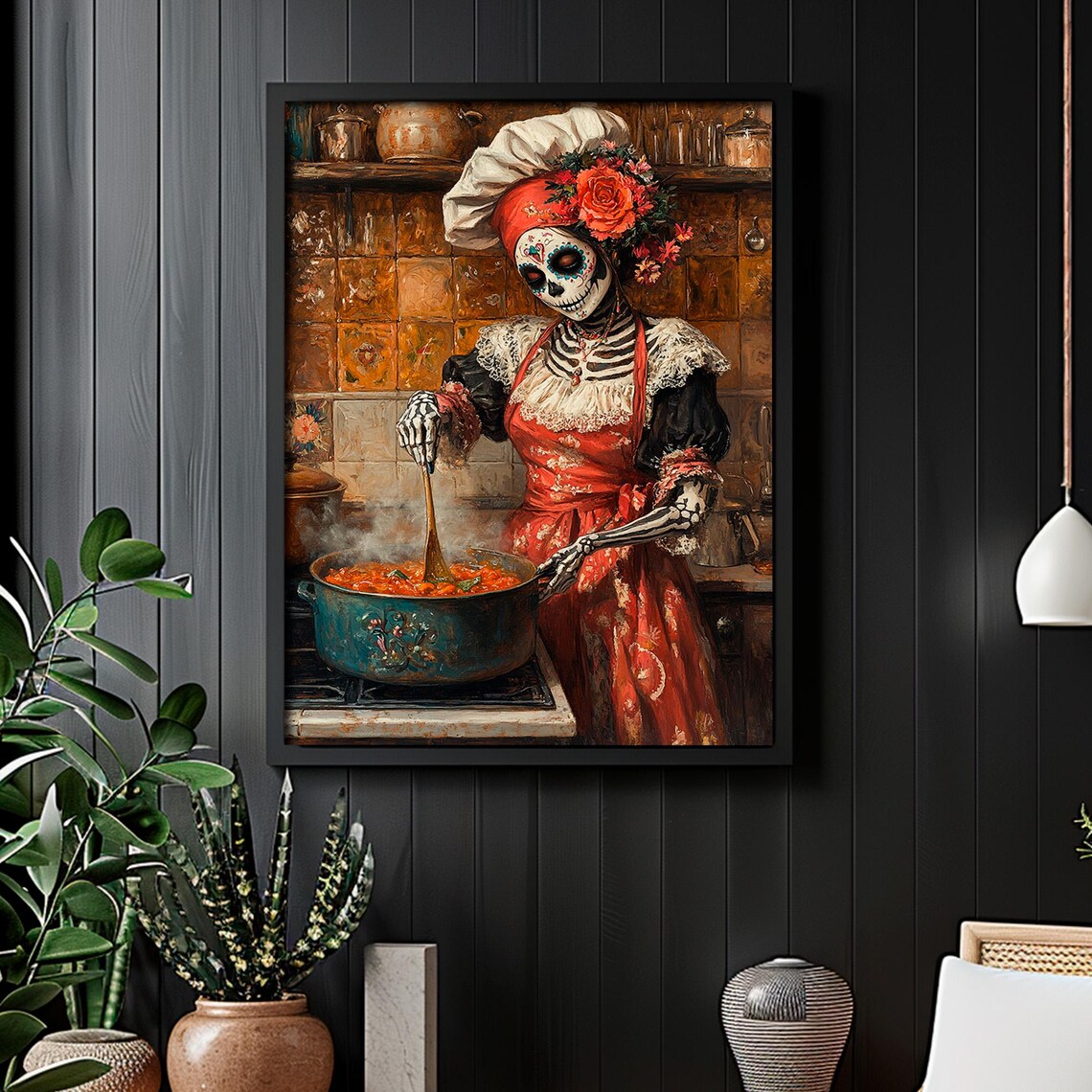 Calavera Catrina Chef Dia De Los Muertos Art Print - Image 6