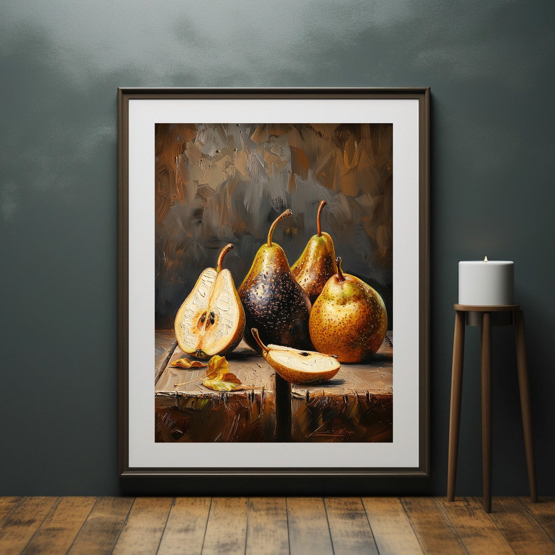 Pear Painting Dark Moody Art Kitchen Fruit Still Life Print Wall Art - Image 6