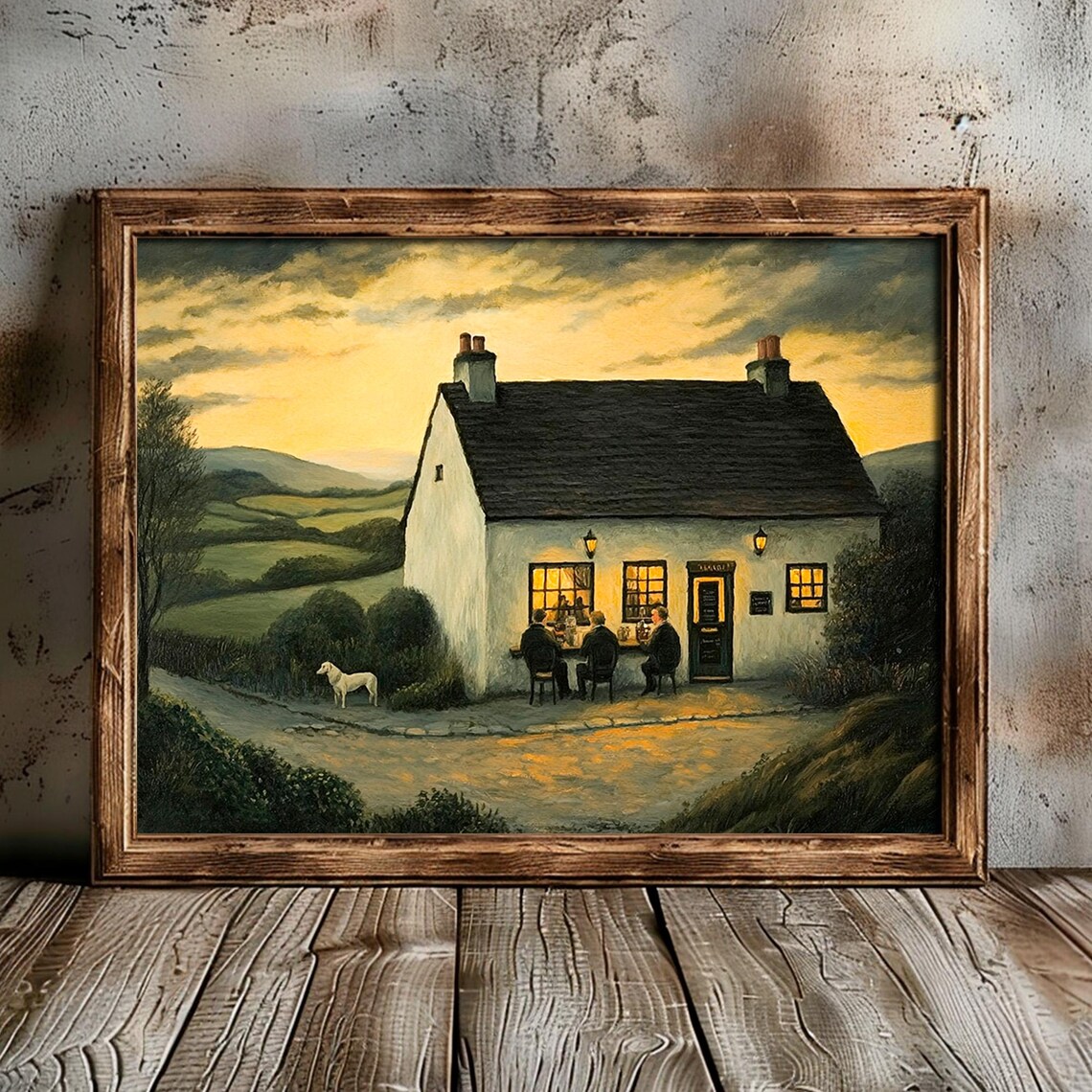 Old English Bar Moody Irish Pub Art Print, Ireland - Image 5