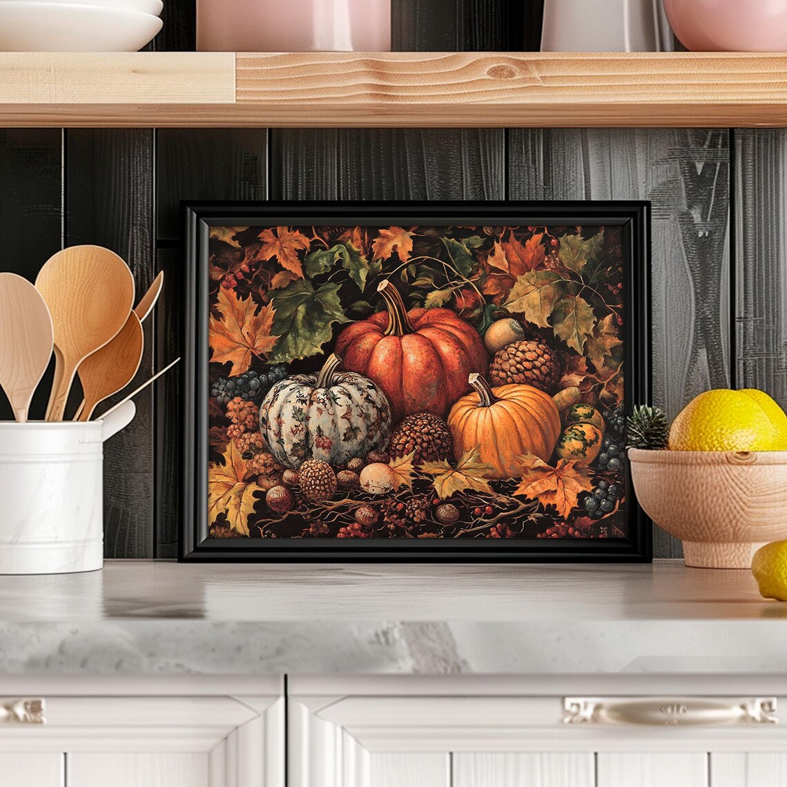 Fall Pumpkin Wall Art, Rustic Vintage Autumn Print - Image 3