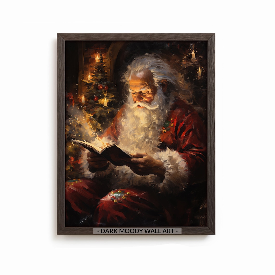 Vintage Santa Claus Reading Book Christmas Art Print