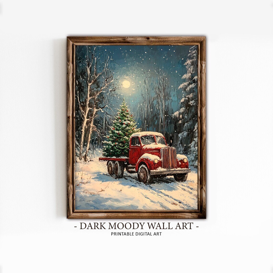 Christmas Truck Art Print, Vintage Farmhouse Decor