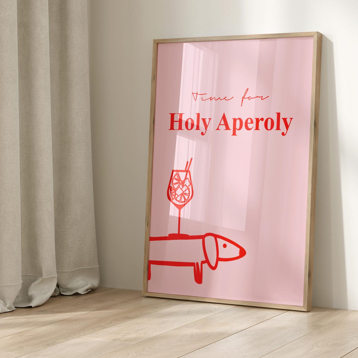 Time For Holy Aperoly Dachshund Pink Funny Dog Cocktail Poster