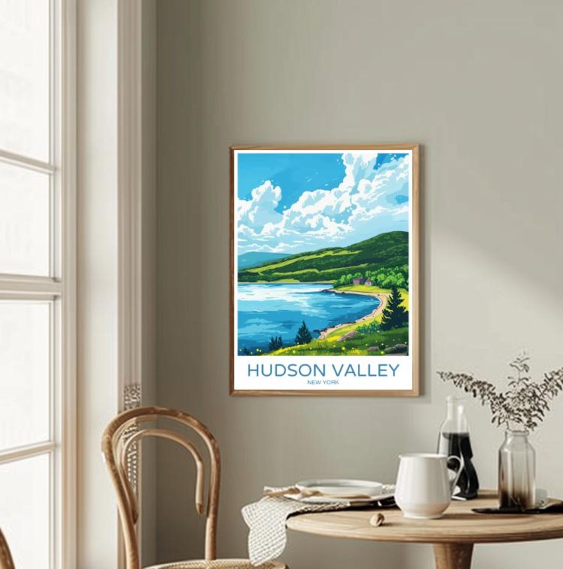 Hudson Valley New York River Hills Summer Scene Idyllic Travel Poster - Image 2