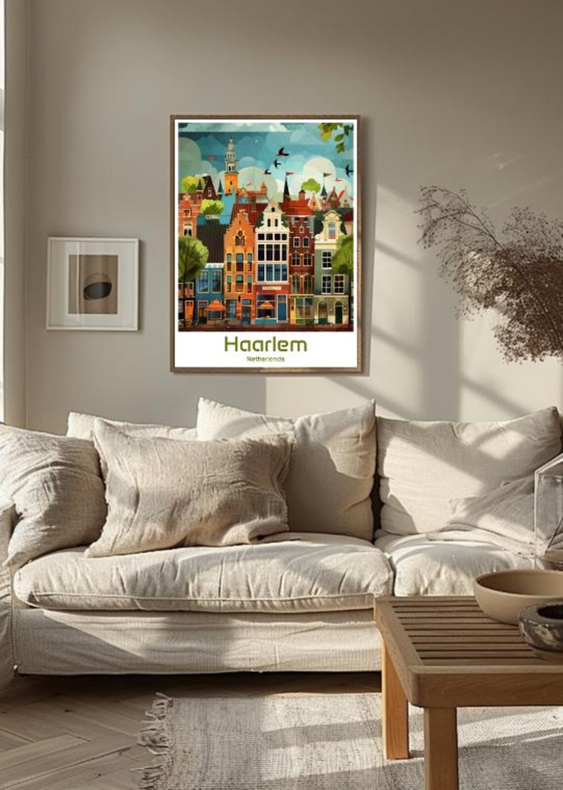 Haarlem Netherlands Gabled Houses Church Tower Illustration Poster - Image 3