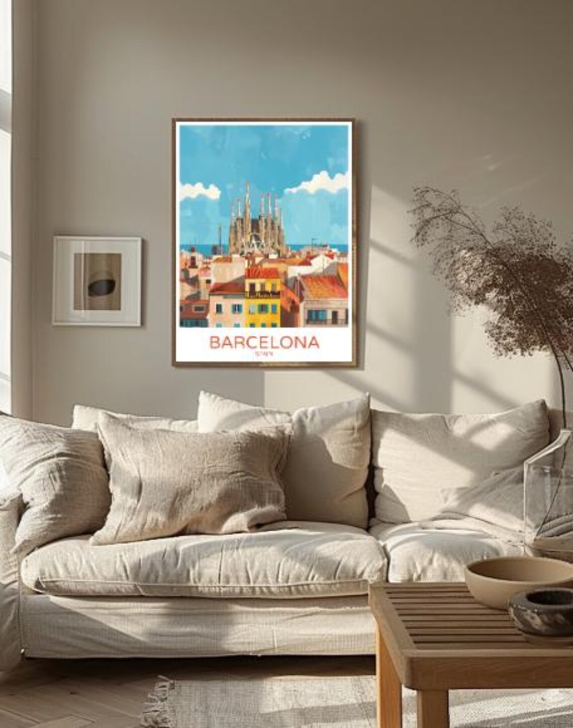 Barcelona Spain Travel Poster Sagrada Familia Spires City View Art - Image 2