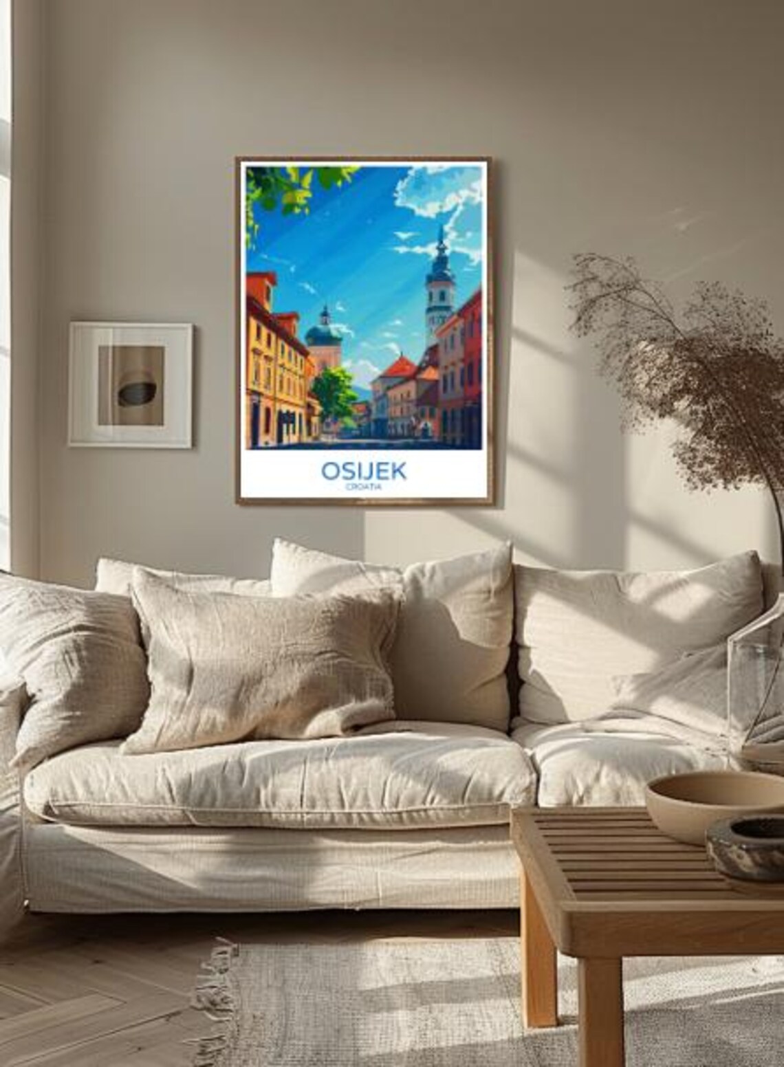 Osijek Croatia Sunny Historic Old Town Street Scene Travel Poster - Image 2