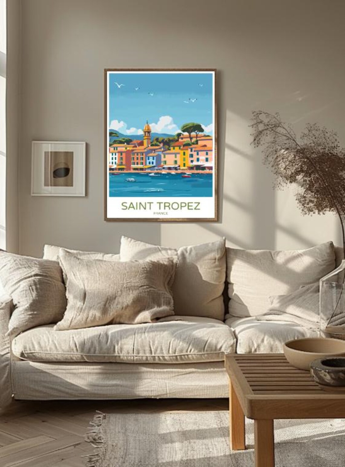 Saint Tropez France Travel Poster Mediterranean Harbor Boats Town View - Image 3