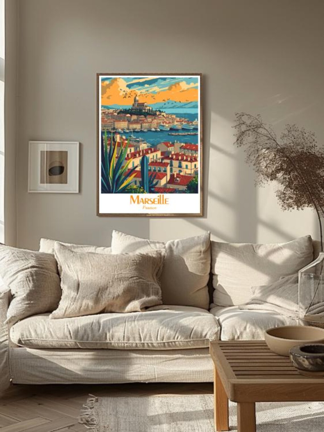 Marseille France Harbor Old Port Basilica Sunset Travel Poster - Image 3