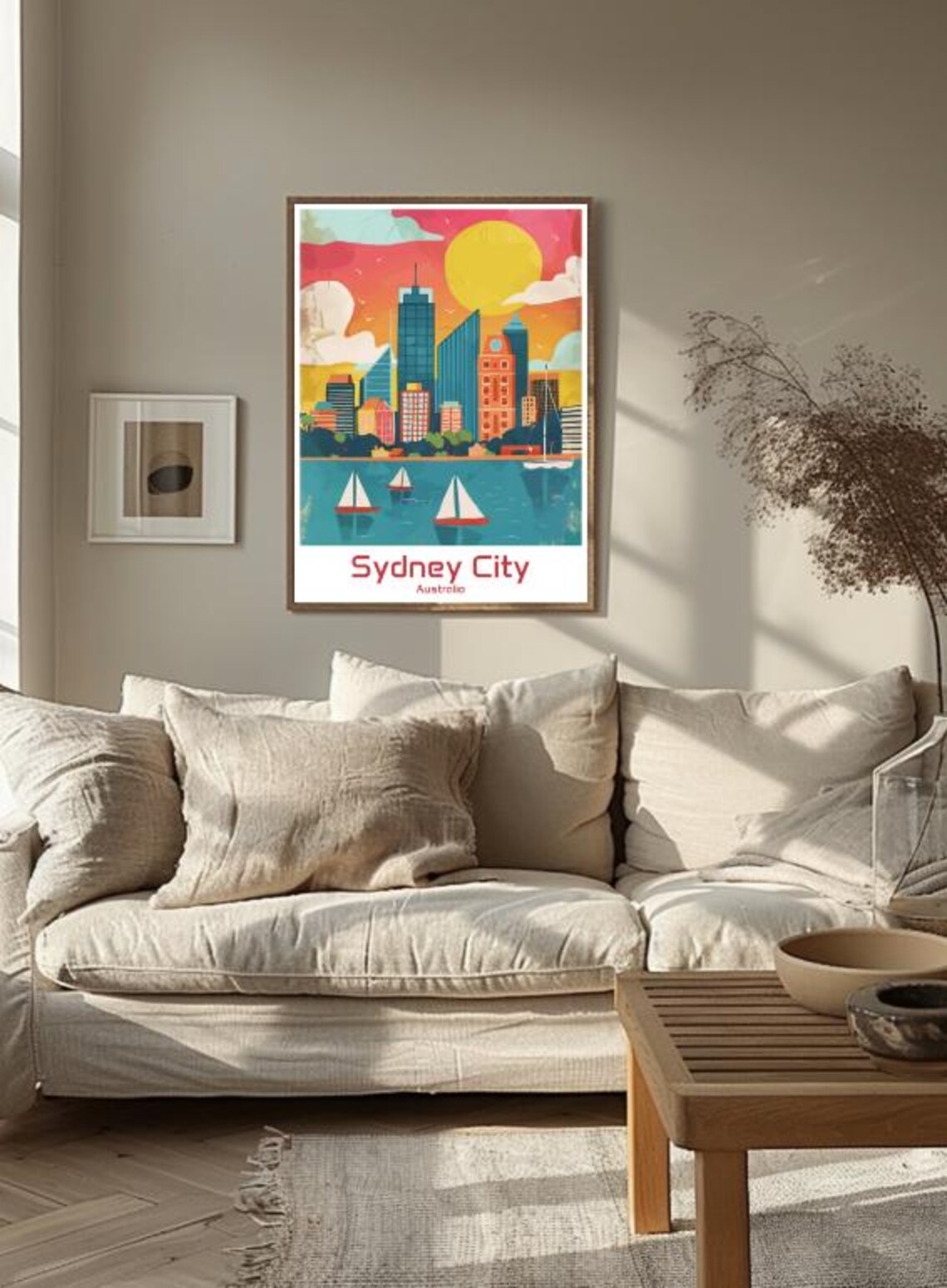 Sydney City Australia Harbor Skyline Sailboats Sunset Poster - Image 3