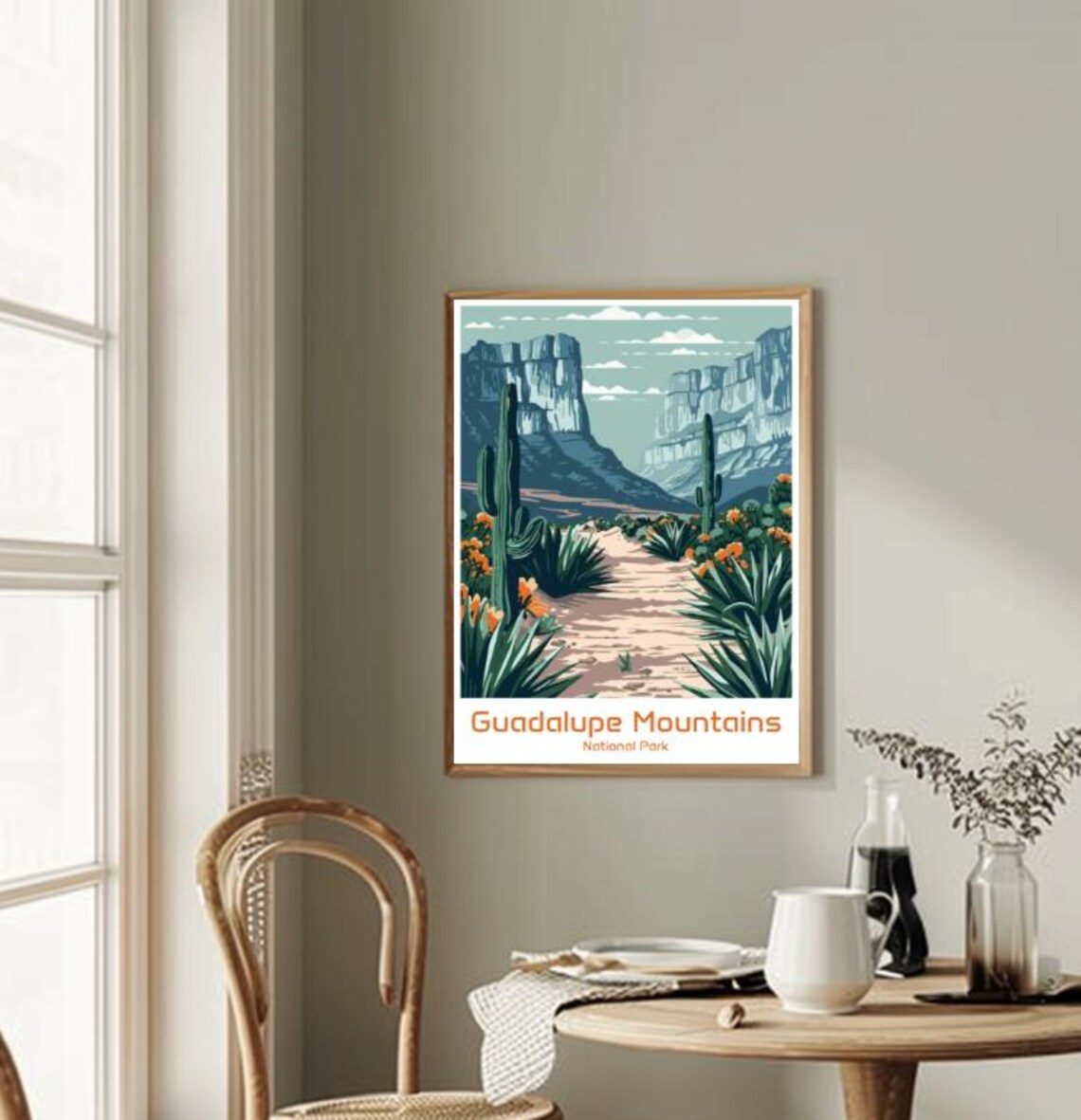 Guadalupe Mountains National Park Poster Desert Cactus Canyon Vintage Art - Image 2