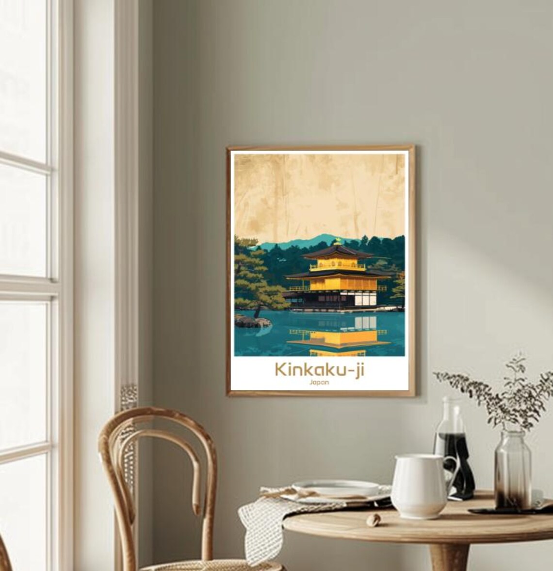 Kinkaku-ji Kyoto Golden Pavilion Reflection Vintage Japan Poster - Image 2