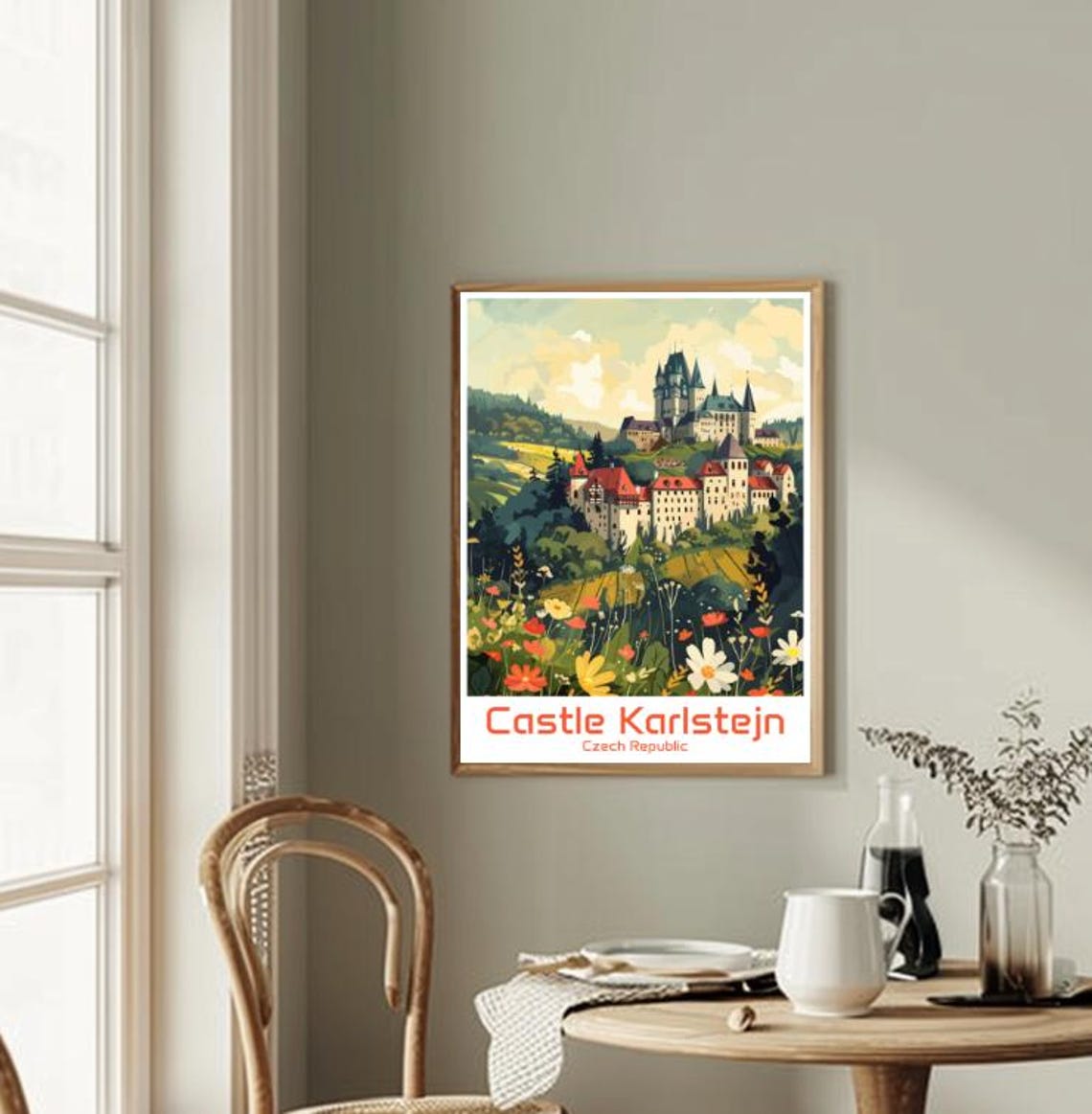 Castle Karlstejn Czech Republic Fairytale Castle Flowers Poster - Image 2