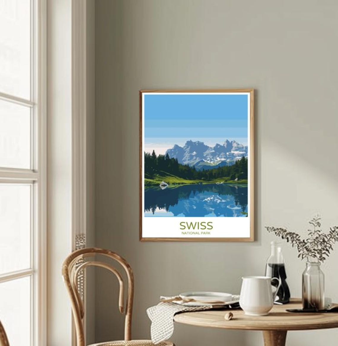 Swiss National Park Travel Poster Scenic Alpine Landscape Wall Art Switzerland Nature Print Hiking Decor Outdoor Gift Adventure Art - Image 2