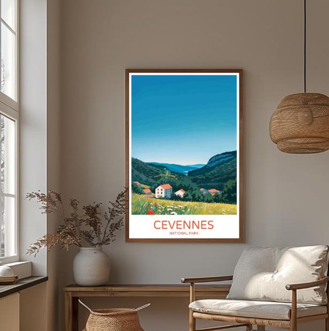 Cevennes National Park French Village Hillside Travel Poster - Image 3