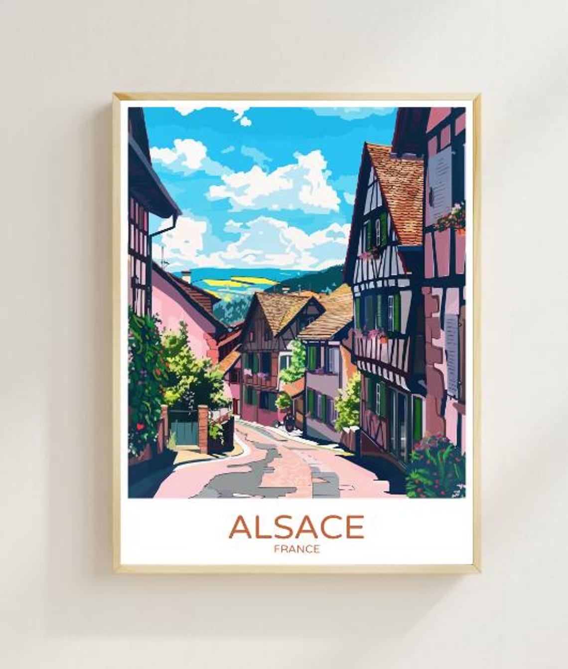 Alsace Travel Poster France Wine Region Wall Art Scenic Village Print French Countryside Decor Travel Gift Artwork For Home