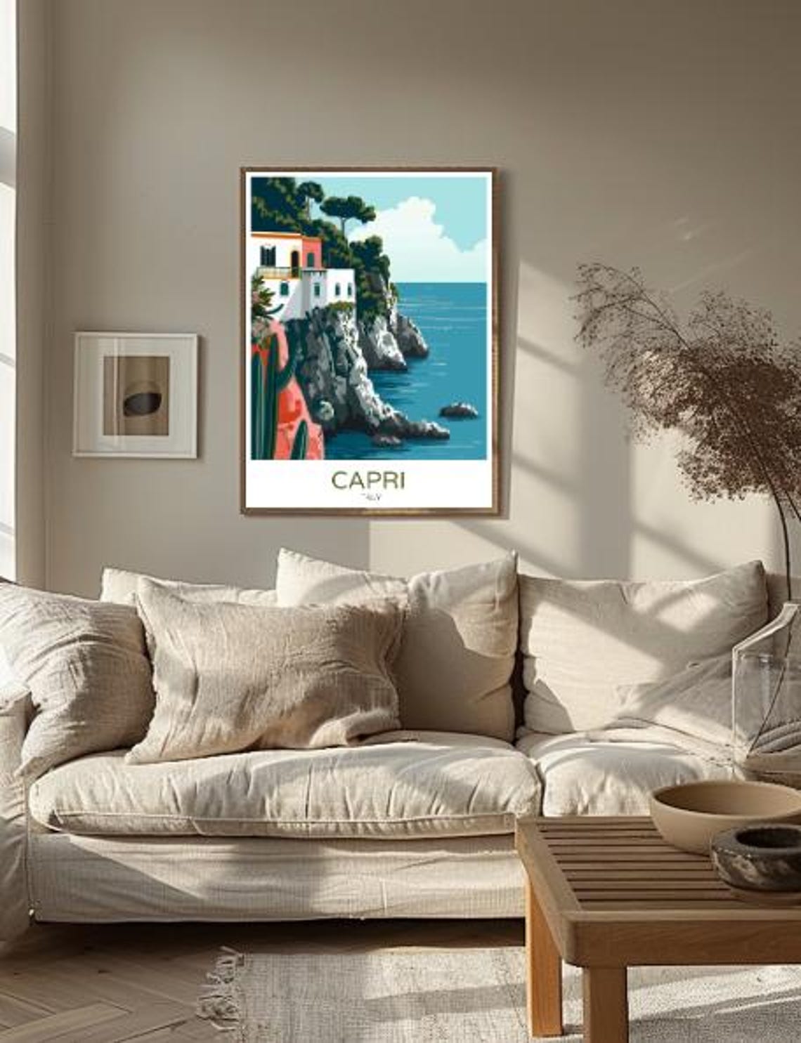 Capri Italy Cliffside Villa Mediterranean Coast Travel Poster - Image 2