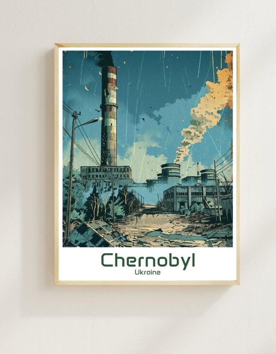Chernobyl Ukraine Power Plant Abandoned City Retro Art Poster