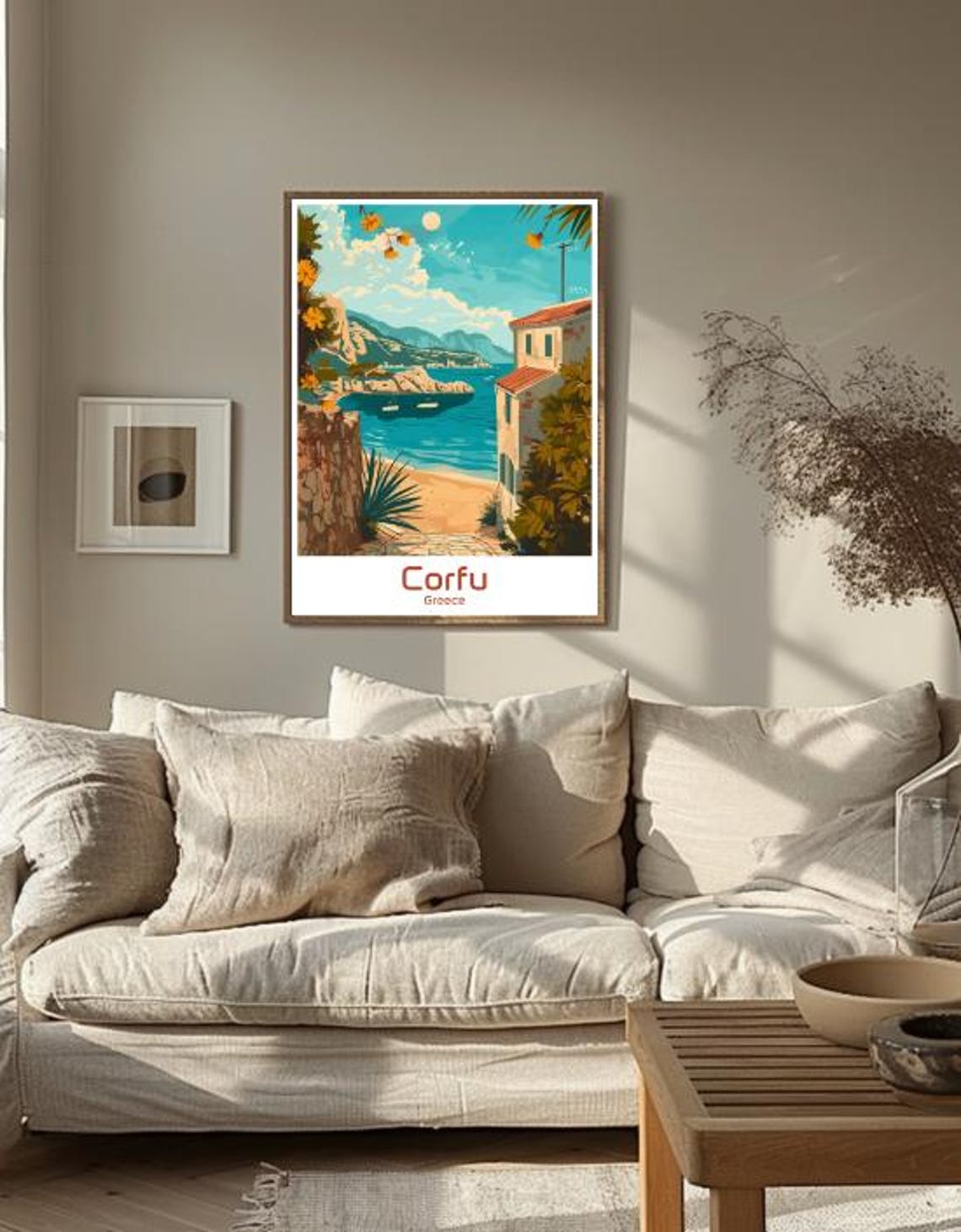 Corfu Greece Cliffside Bay Turquoise Waters Travel Art Poster - Image 3