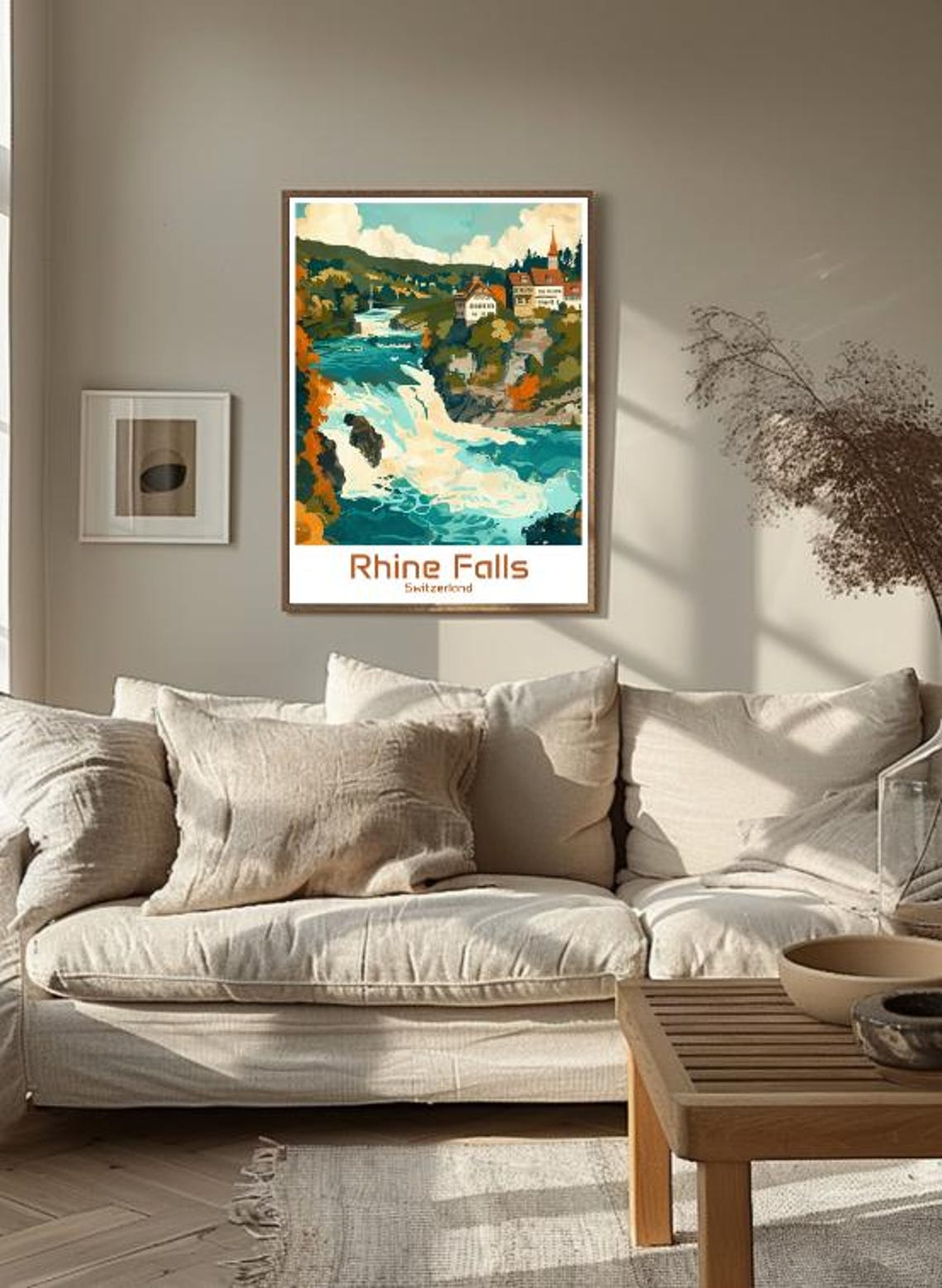 Rhine Falls Switzerland Rushing Waterfall Village View Poster - Image 3