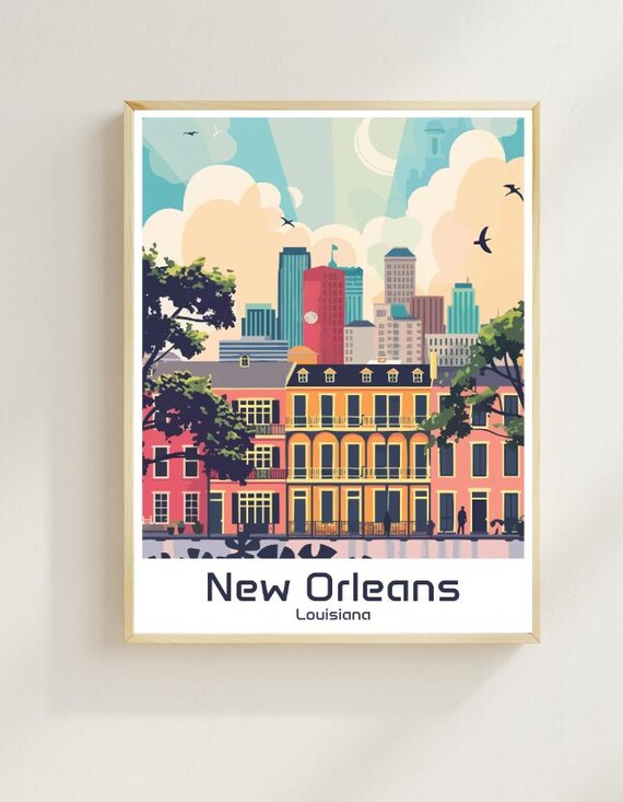 New Orleans Louisiana French Quarter Cityscape Travel Poster