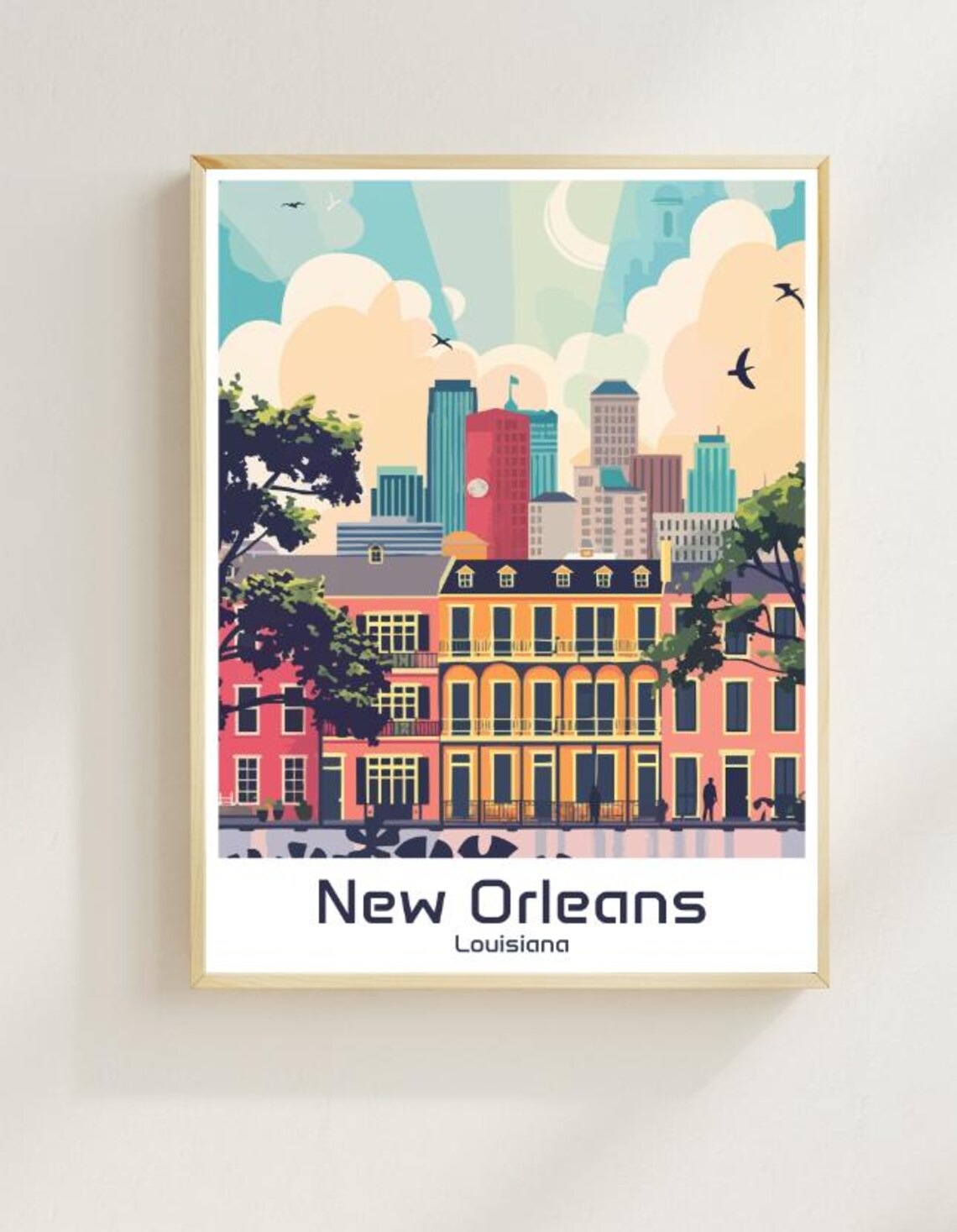 New Orleans Louisiana French Quarter Cityscape Travel Poster