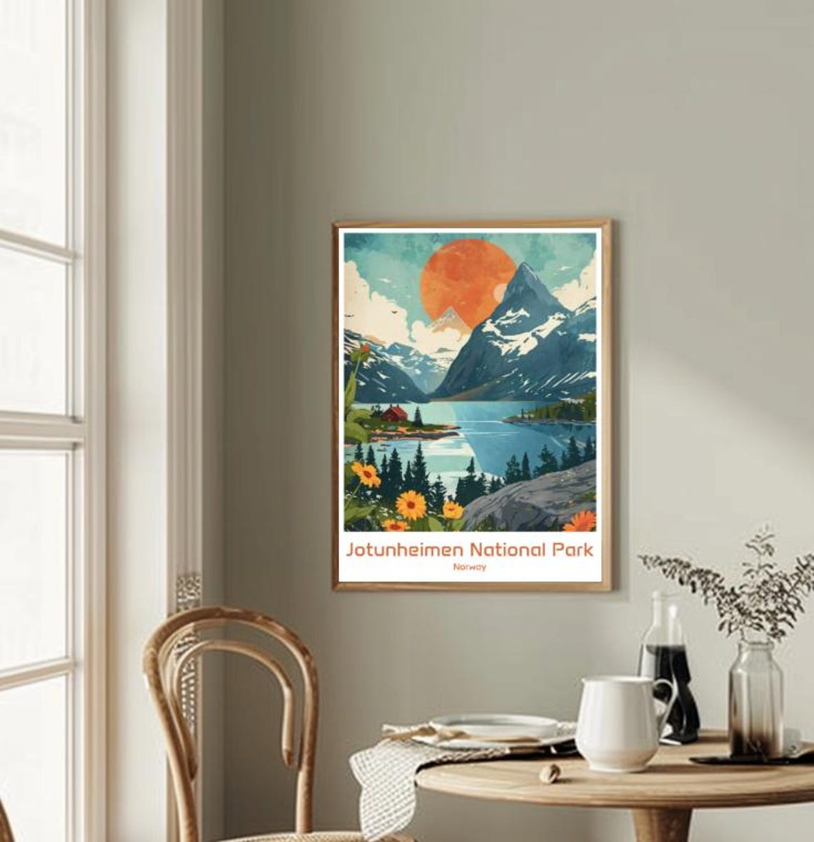 Jotunheimen National Park Norway Mountain Lake Illustration Poster - Image 2