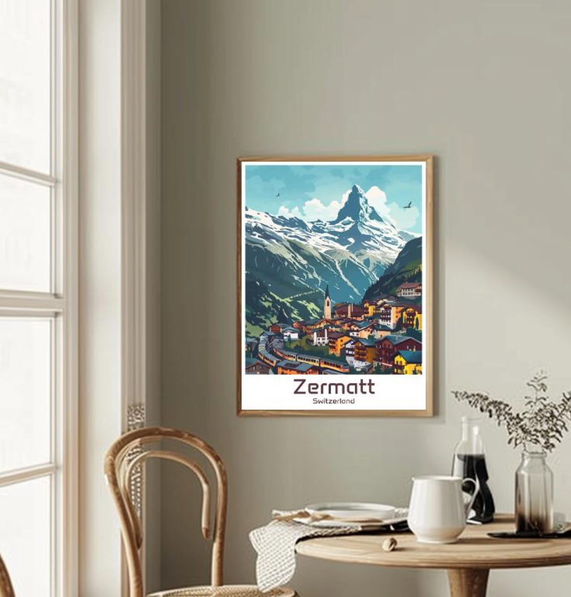Zermatt Switzerland Matterhorn Village Illustrated Travel Poster - Image 2