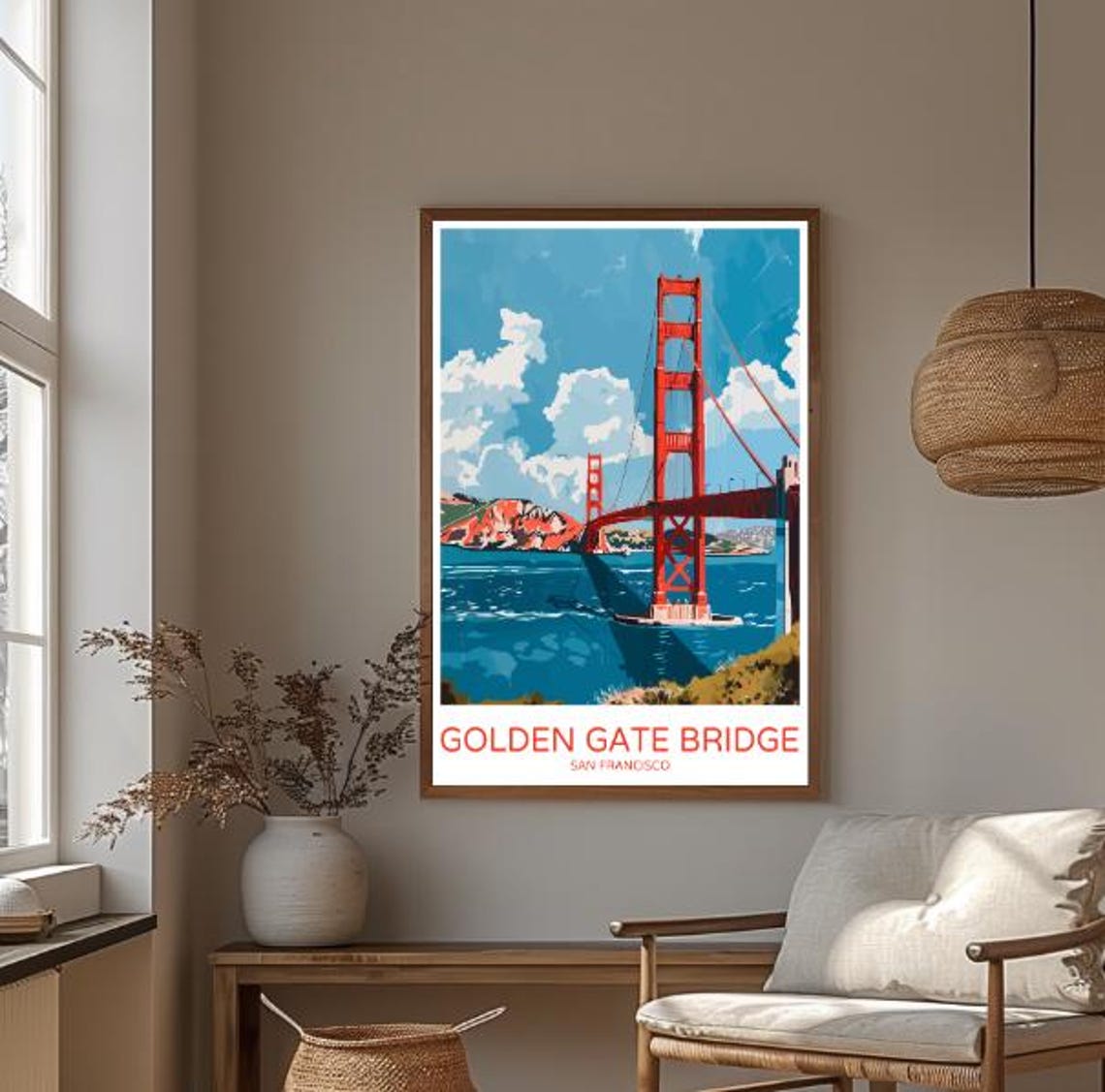 Golden Gate Bridge San Francisco Red Towers Blue Bay Travel Poster - Image 3