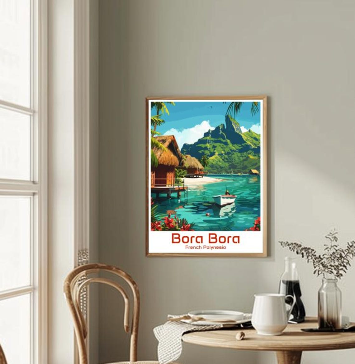 Bora Bora French Polynesia Overwater Bungalows Lagoon Poster - Image 2