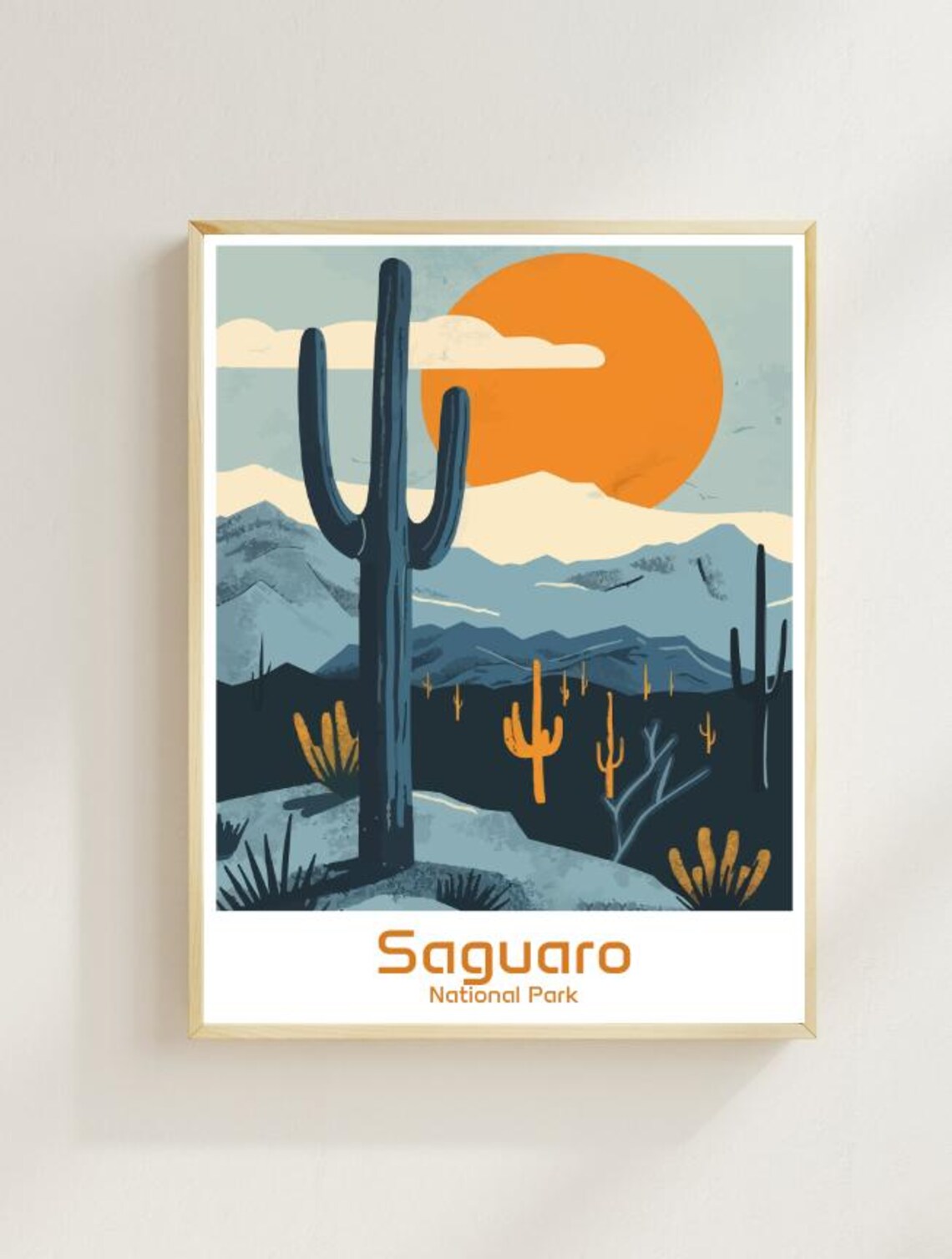 Saguaro National Park Travel Posterarizona Desert Wall Art Cactus Landscape Print Nature Decor Hiking Adventure Usa Travel Gift